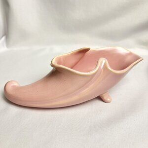 Pink Ceramic Weller Vintage Cornucopia Planter Whimsical Art Pottery Mid Century